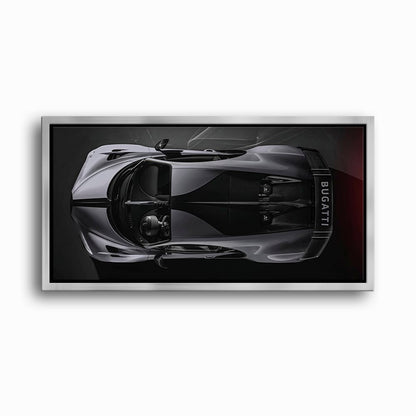 Bugatti Silver Phantom Wall Art – Gray Top View Supercar Canvas Print Cars