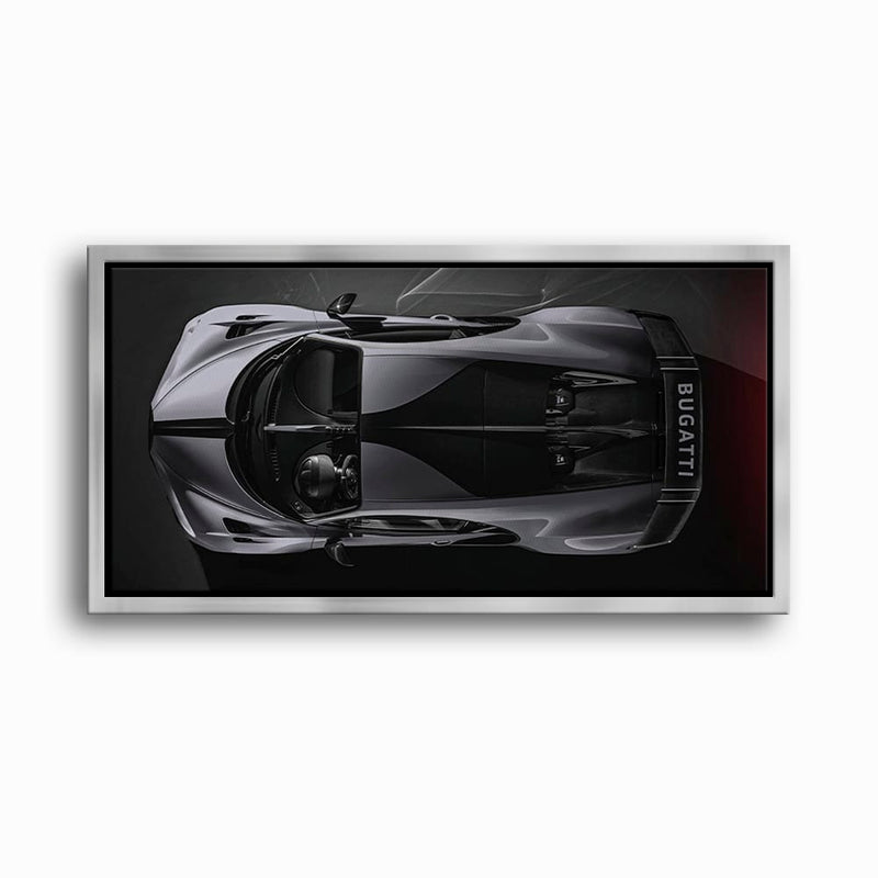 Bugatti Silver Phantom Wall Art – Gray Top View Supercar Canvas Print Cars
