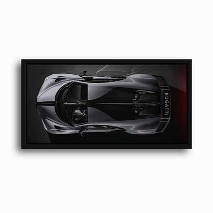 Bugatti Silver Phantom Wall Art – Gray Top View Supercar Canvas Print Cars