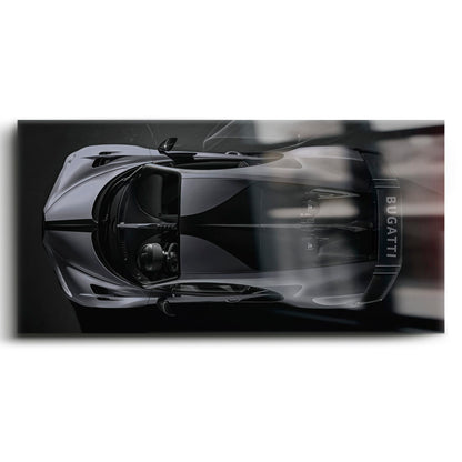 Bugatti Silver Phantom Wall Art – Gray Top View Supercar Canvas Print Cars