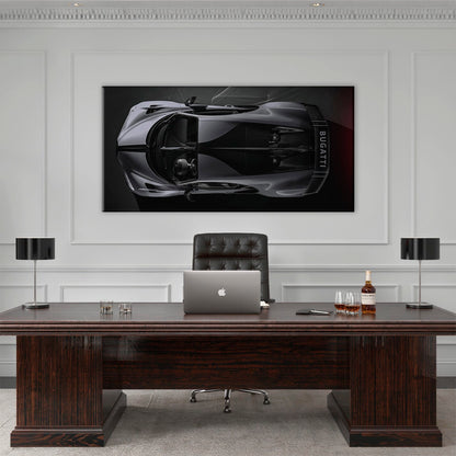 Bugatti Silver Phantom Wall Art – Gray Top View Supercar Canvas Print Cars