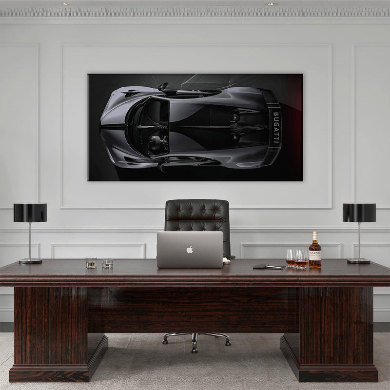 Bugatti Silver Phantom Wall Art – Gray Top View Supercar Canvas Print Cars