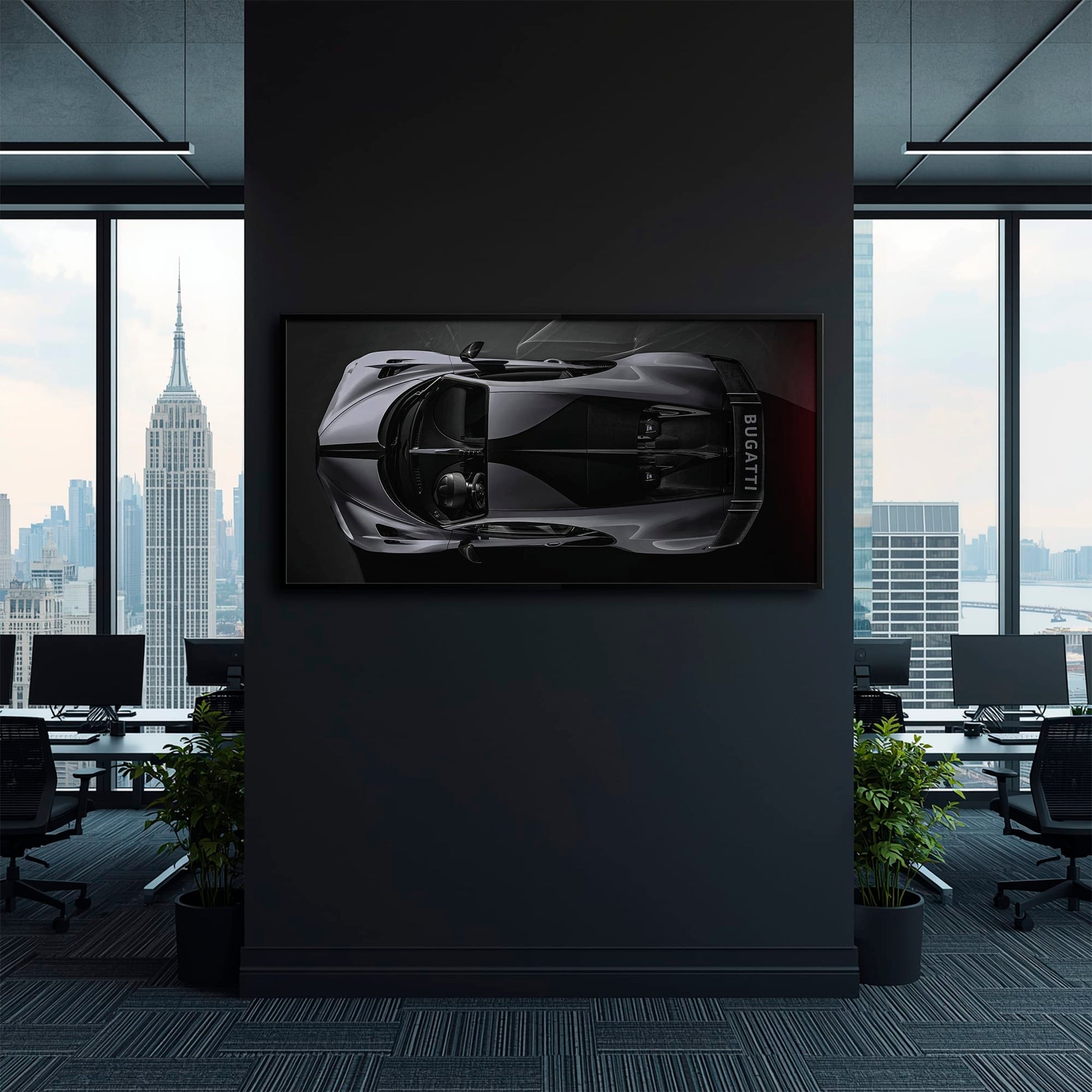 Bugatti Silver Phantom Wall Art – Gray Top View Supercar Canvas Print Cars