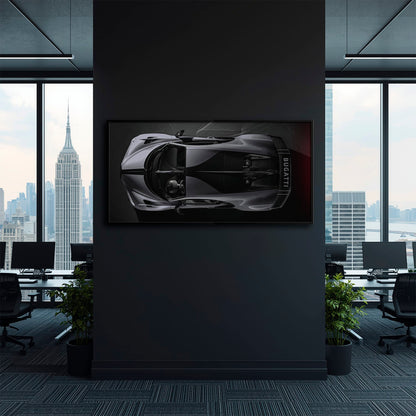 Bugatti Silver Phantom Wall Art – Gray Top View Supercar Canvas Print Cars