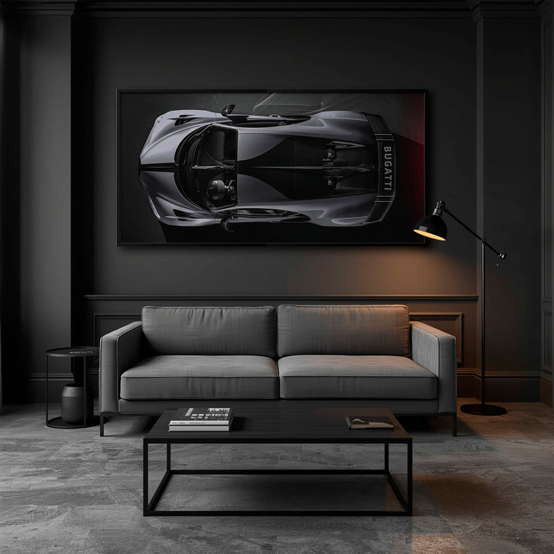 Bugatti Silver Phantom Wall Art – Gray Top View Supercar Canvas Print Cars