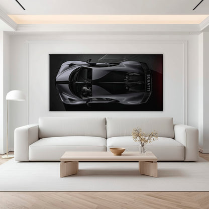 Bugatti Silver Phantom Wall Art – Gray Top View Supercar Canvas Print Cars