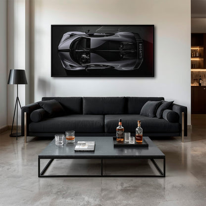 Bugatti Silver Phantom Wall Art – Gray Top View Supercar Canvas Print Cars