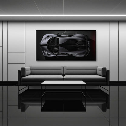 Bugatti Silver Phantom Wall Art – Gray Top View Supercar Canvas Print Cars