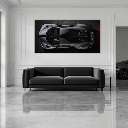 Bugatti Silver Phantom Wall Art – Gray Top View Supercar Canvas Print Cars