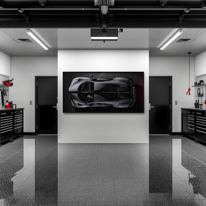 Bugatti Silver Phantom Wall Art – Gray Top View Supercar Canvas Print Cars