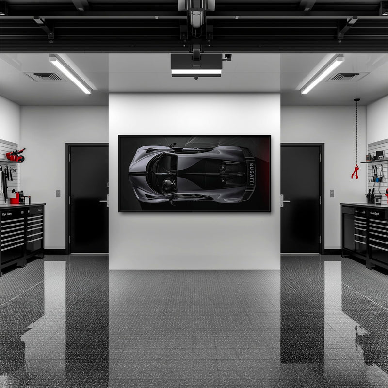 Bugatti Silver Phantom Wall Art – Gray Top View Supercar Canvas Print Cars