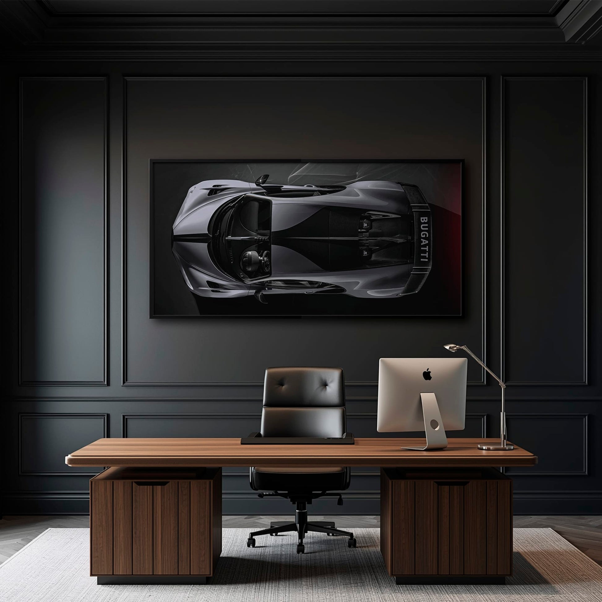 Bugatti Silver Phantom Wall Art – Gray Top View Supercar Canvas Print Cars