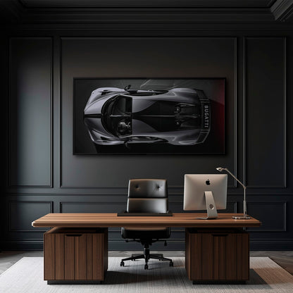 Bugatti Silver Phantom Wall Art – Gray Top View Supercar Canvas Print Cars