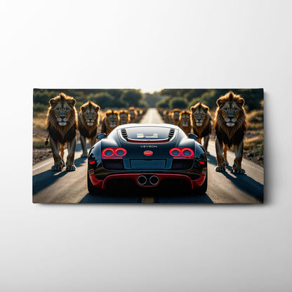 Bugatti Veyron Lion Pride Wall Art Supercar Motivational Canvas Print Cars