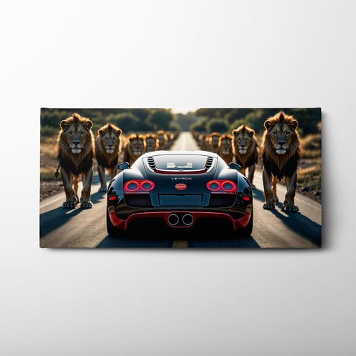 Bugatti Veyron Lion Pride Wall Art Supercar Motivational Canvas Print Cars