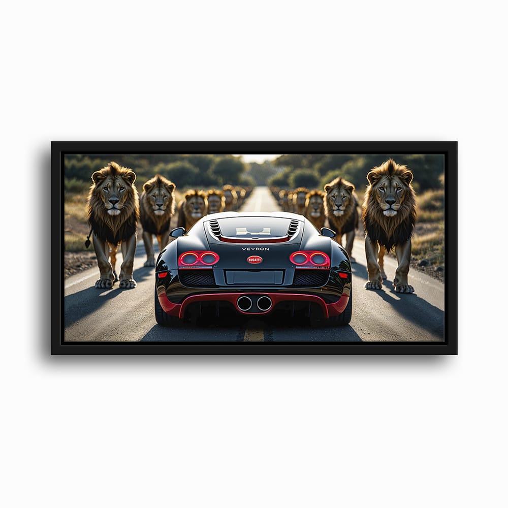 Bugatti Veyron Lion Pride Wall Art Supercar Motivational Canvas Print Cars