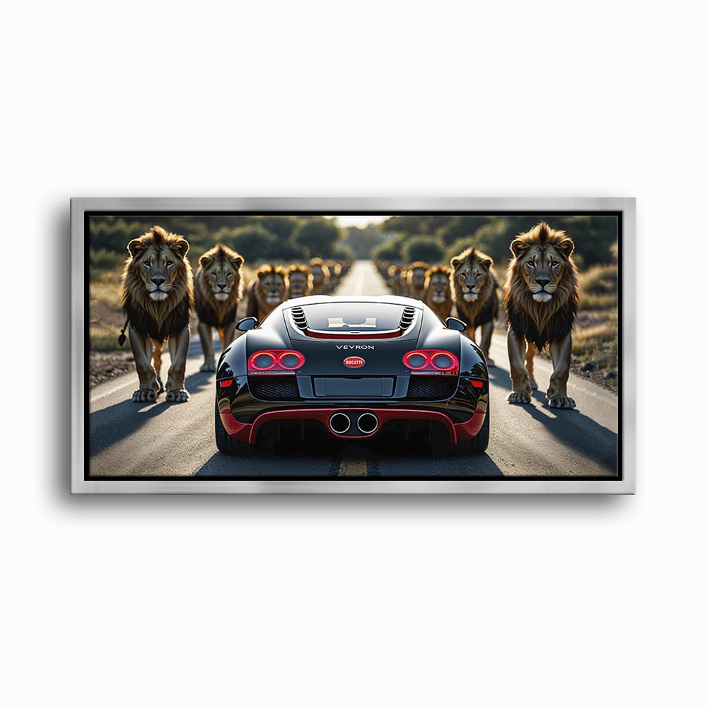 Bugatti Veyron Lion Pride Wall Art Supercar Motivational Canvas Print Cars