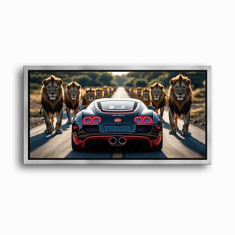 Bugatti Veyron Lion Pride Wall Art Supercar Motivational Canvas Print Cars
