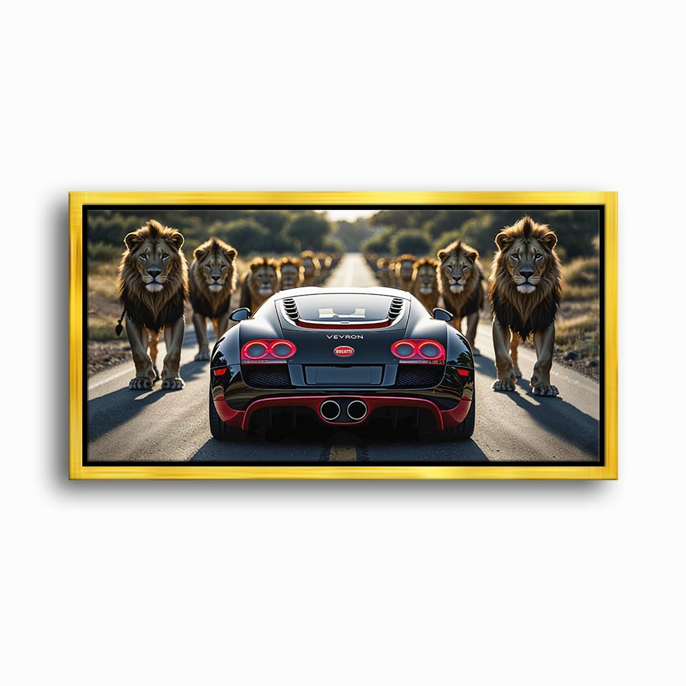 Bugatti Veyron Lion Pride Wall Art Supercar Motivational Canvas Print Cars