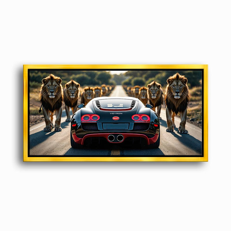 Bugatti Veyron Lion Pride Wall Art Supercar Motivational Canvas Print Cars