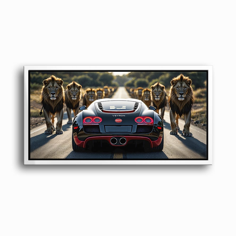 Bugatti Veyron Lion Pride Wall Art Supercar Motivational Canvas Print Cars