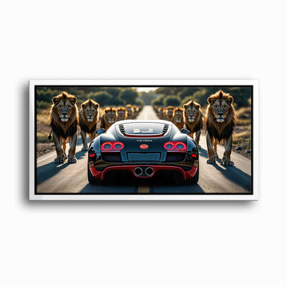 Bugatti Veyron Lion Pride Wall Art Supercar Motivational Canvas Print Cars
