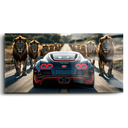 Bugatti Veyron Lion Pride Wall Art Supercar Motivational Canvas Print Cars