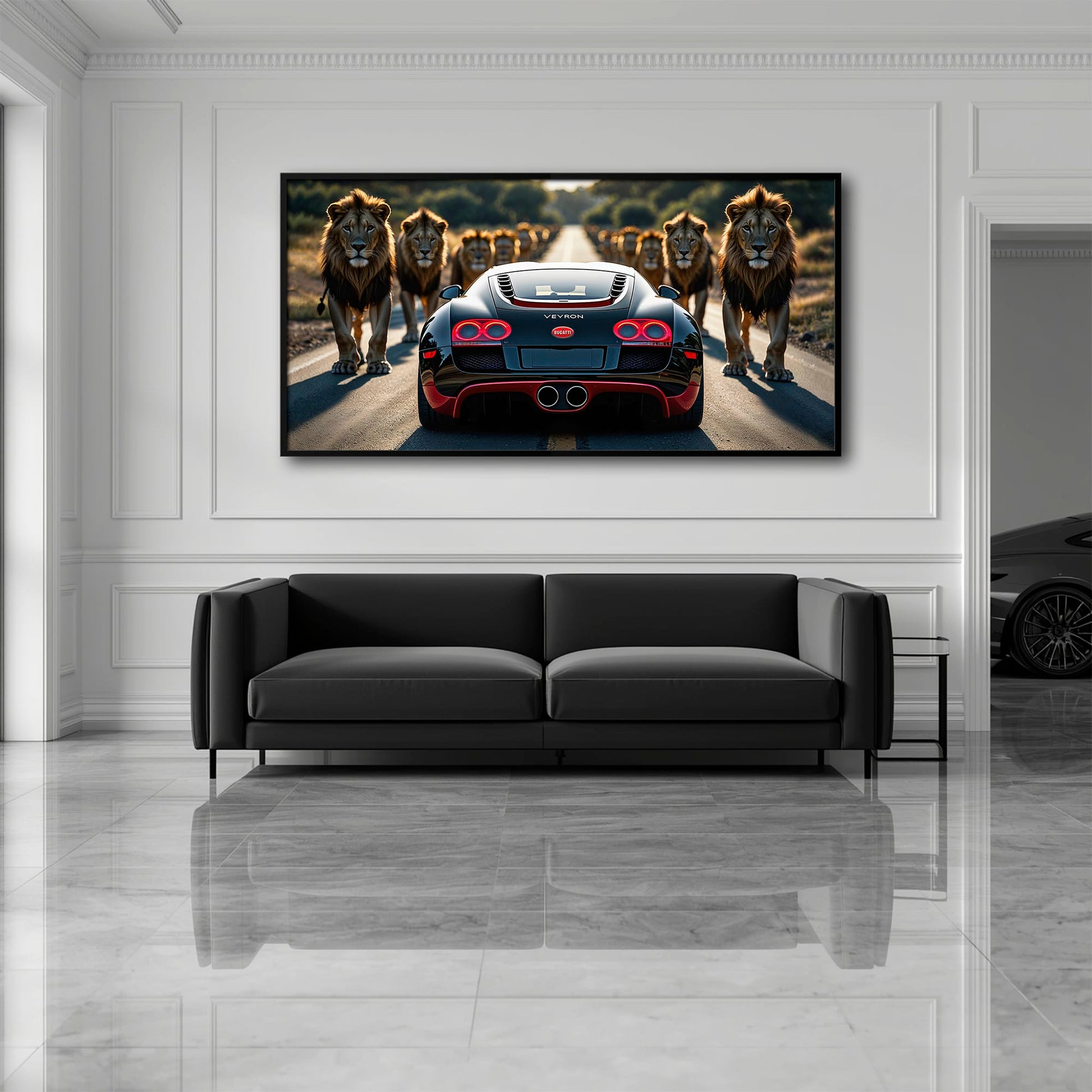 Bugatti Veyron Lion Pride Wall Art Supercar Motivational Canvas Print Cars