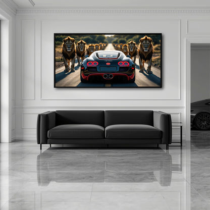 Bugatti Veyron Lion Pride Wall Art Supercar Motivational Canvas Print Cars