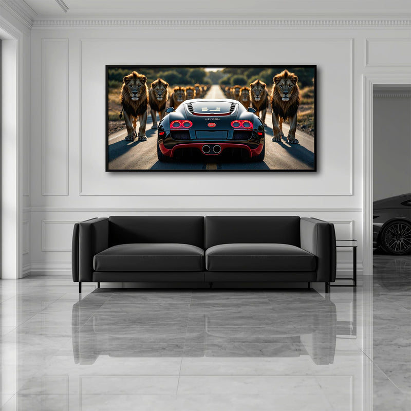 Bugatti Veyron Lion Pride Wall Art Supercar Motivational Canvas Print Cars