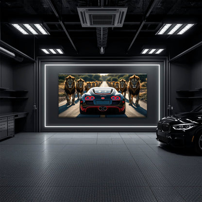 Bugatti Veyron Lion Pride Wall Art Supercar Motivational Canvas Print Cars