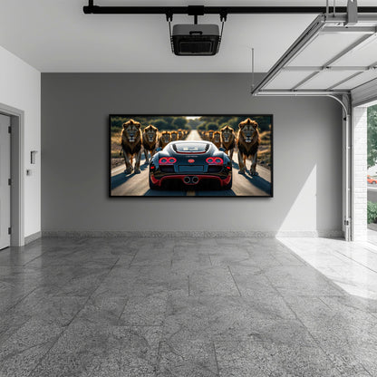 Bugatti Veyron Lion Pride Wall Art Supercar Motivational Canvas Print Cars
