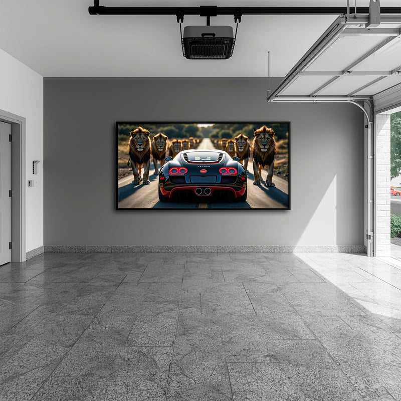 Bugatti Veyron Lion Pride Wall Art Supercar Motivational Canvas Print Cars