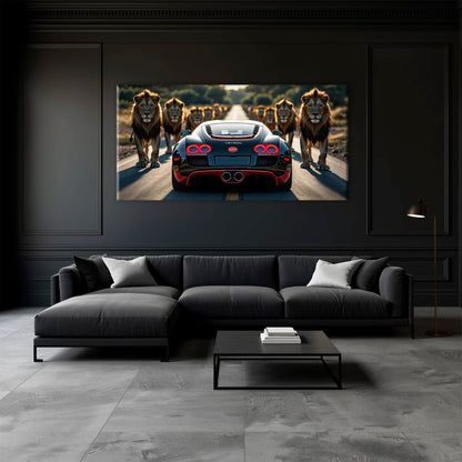 Bugatti Veyron Lion Pride Wall Art Supercar Motivational Canvas Print Cars