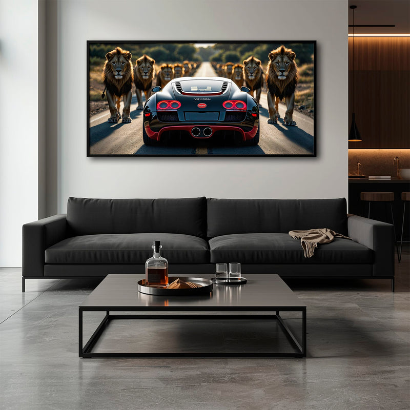 Bugatti Veyron Lion Pride Wall Art Supercar Motivational Canvas Print Cars