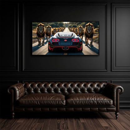 Bugatti Veyron Lion Pride Wall Art Supercar Motivational Canvas Print Cars