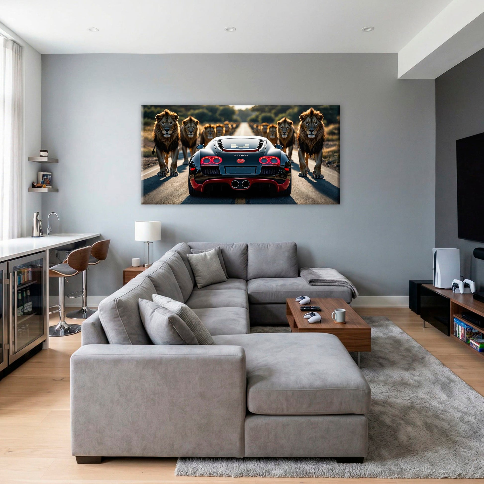 Bugatti Veyron Lion Pride Wall Art Supercar Motivational Canvas Print Cars