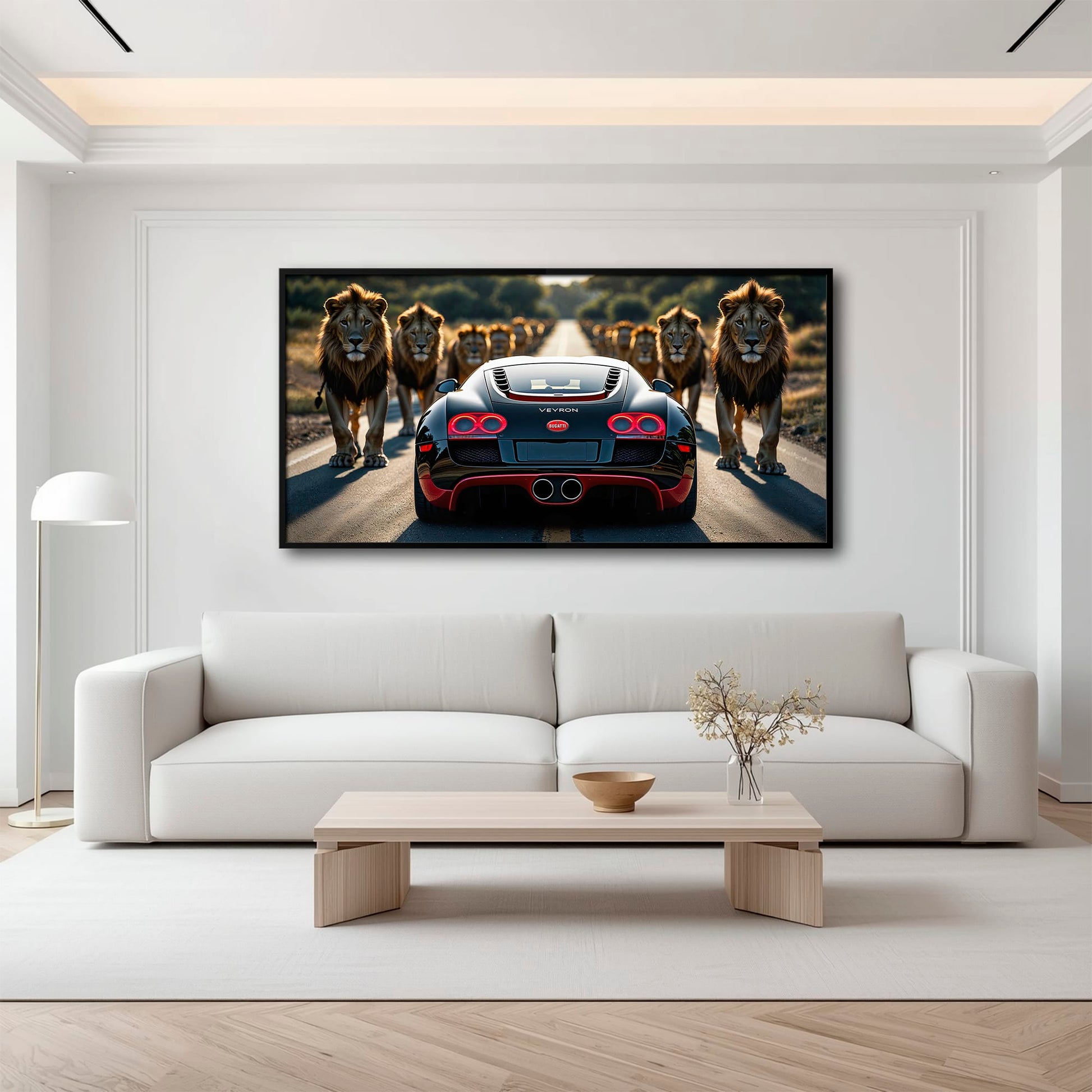 Bugatti Veyron Lion Pride Wall Art Supercar Motivational Canvas Print Cars
