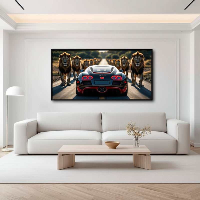 Bugatti Veyron Lion Pride Wall Art Supercar Motivational Canvas Print Cars