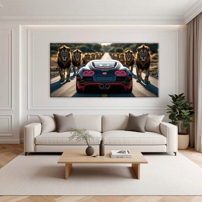 Bugatti Veyron Lion Pride Wall Art Supercar Motivational Canvas Print Cars