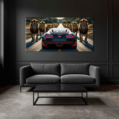 Bugatti Veyron Lion Pride Wall Art Supercar Motivational Canvas Print Cars