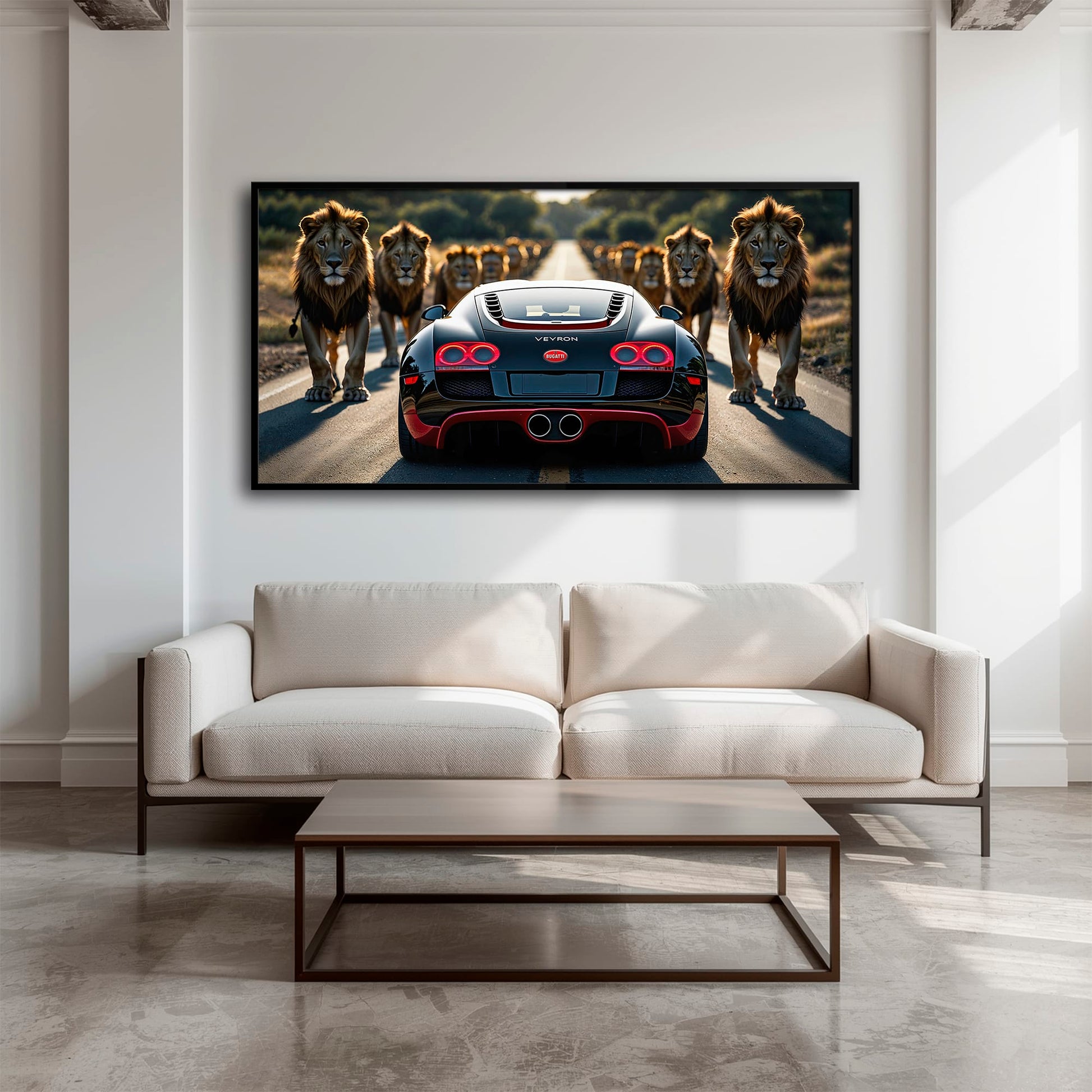 Bugatti Veyron Lion Pride Wall Art Supercar Motivational Canvas Print Cars
