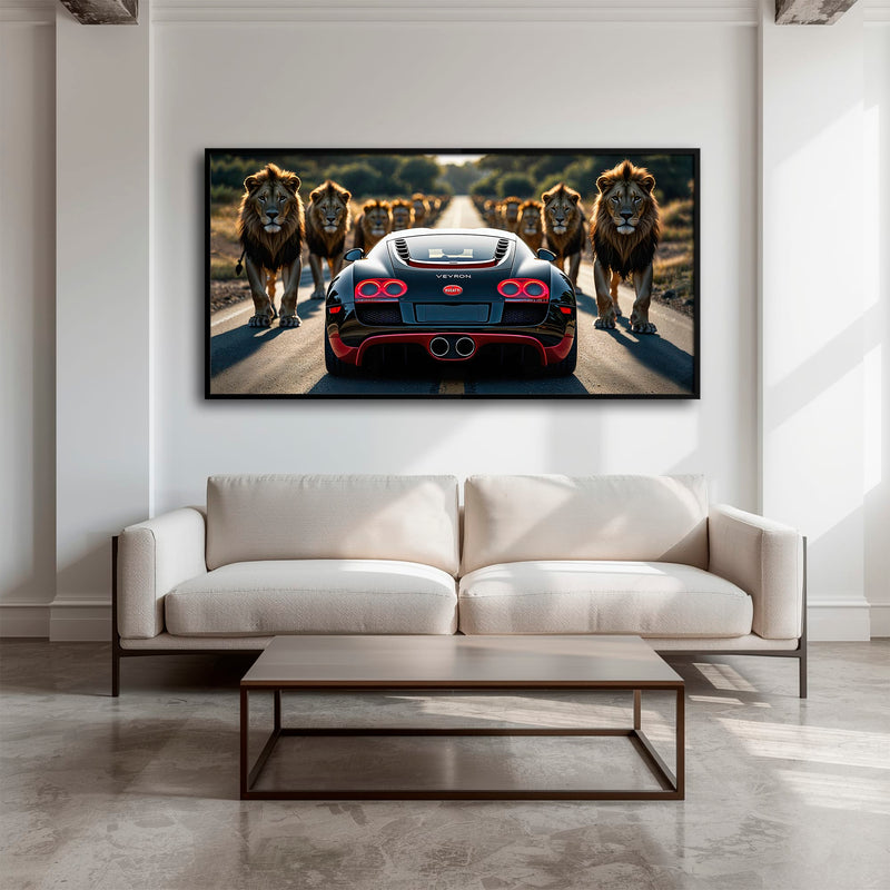 Bugatti Veyron Lion Pride Wall Art Supercar Motivational Canvas Print Cars