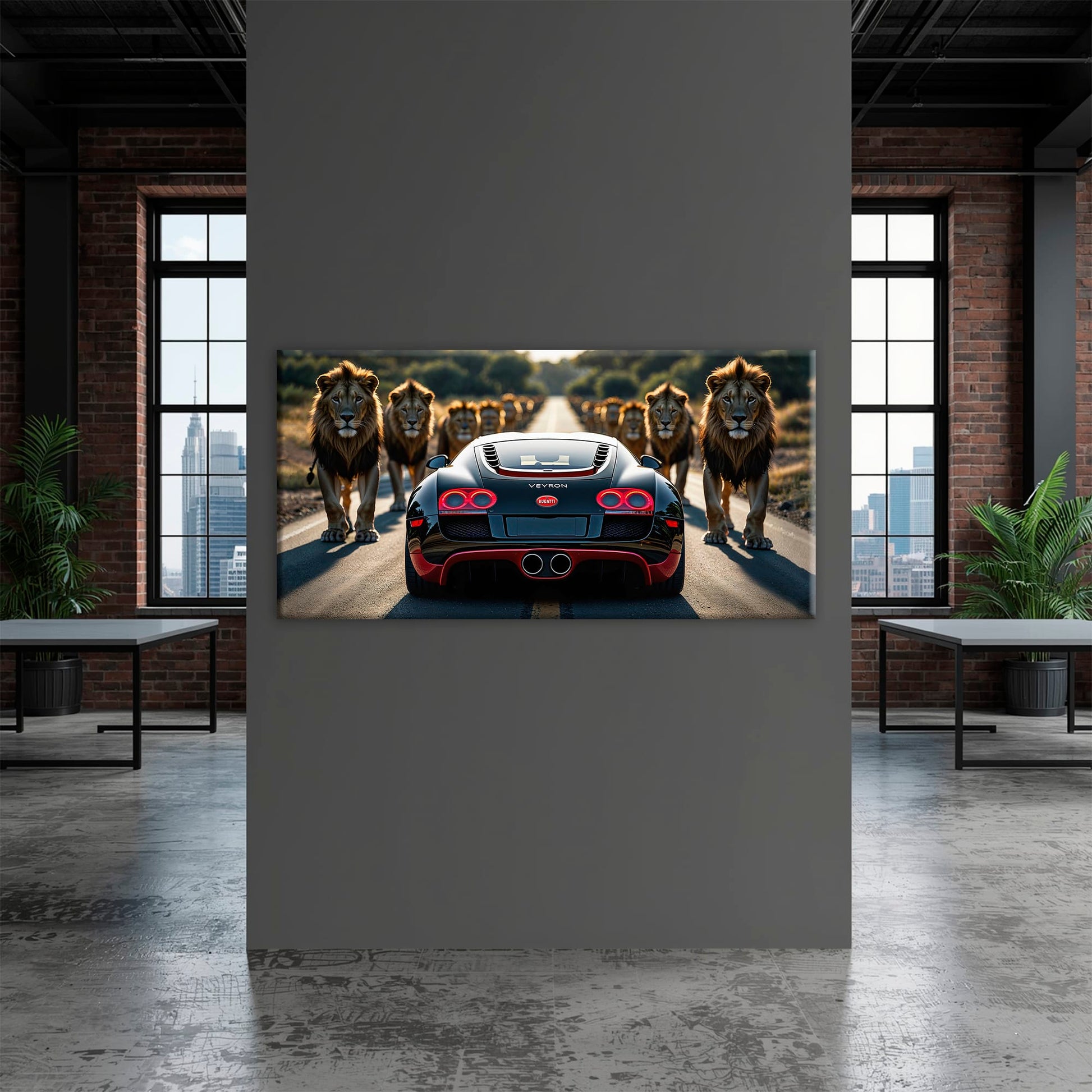 Bugatti Veyron Lion Pride Wall Art Supercar Motivational Canvas Print Cars