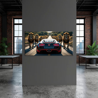 Bugatti Veyron Lion Pride Wall Art Supercar Motivational Canvas Print Cars
