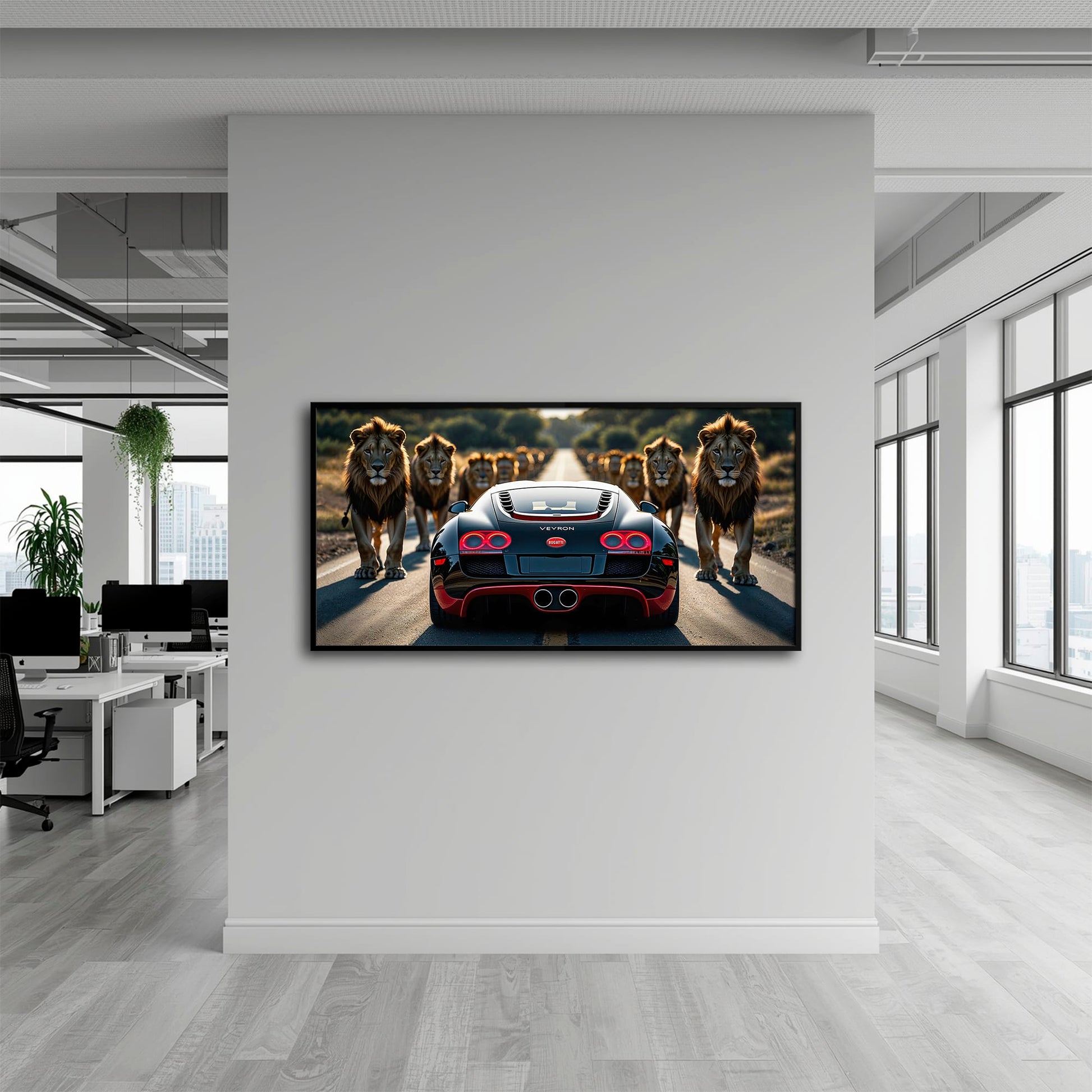 Bugatti Veyron Lion Pride Wall Art Supercar Motivational Canvas Print Cars