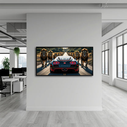 Bugatti Veyron Lion Pride Wall Art Supercar Motivational Canvas Print Cars