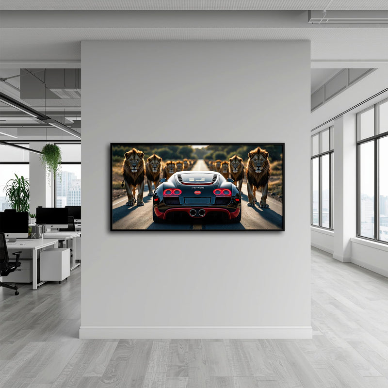 Bugatti Veyron Lion Pride Wall Art Supercar Motivational Canvas Print Cars