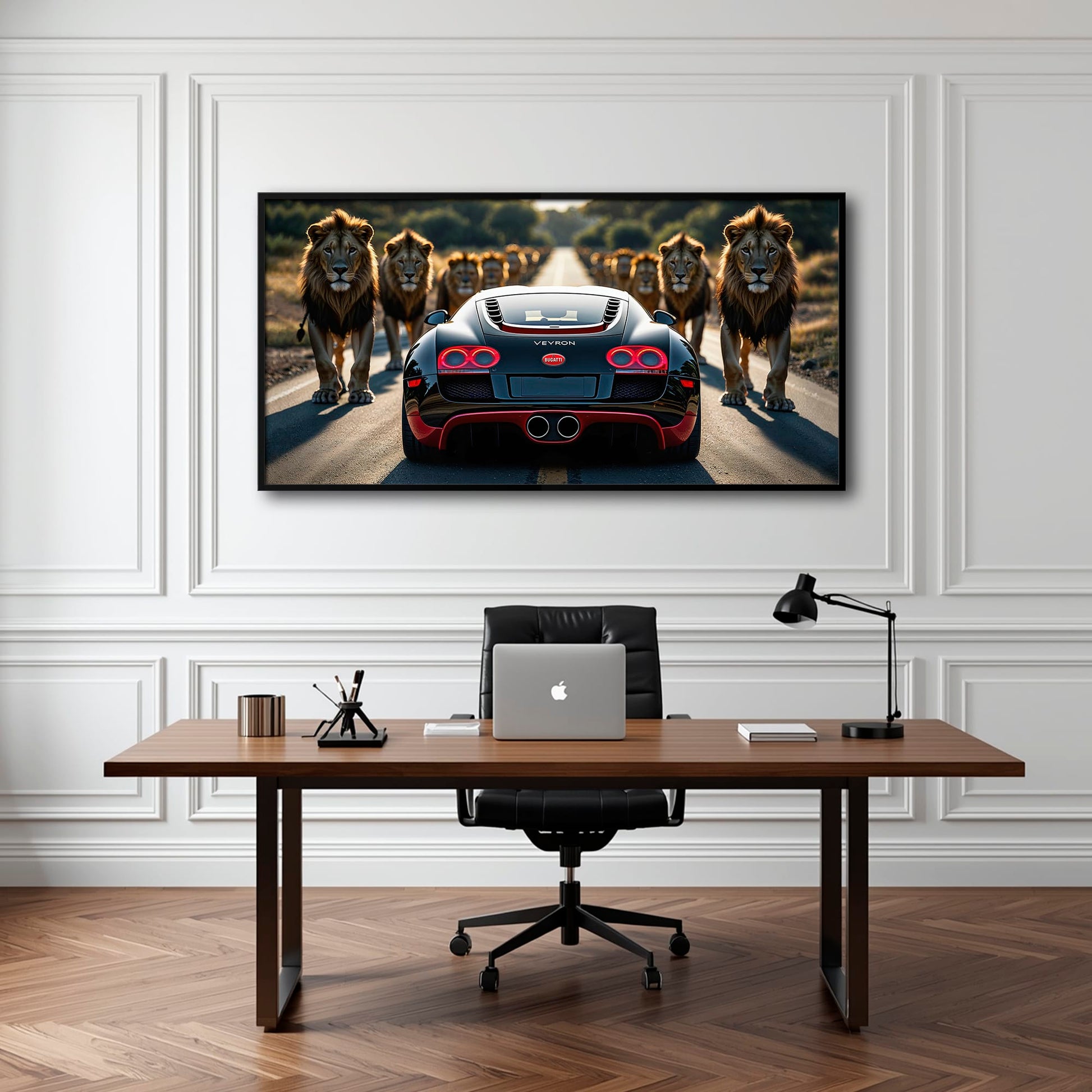 Bugatti Veyron Lion Pride Wall Art Supercar Motivational Canvas Print Cars