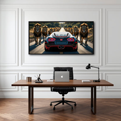 Bugatti Veyron Lion Pride Wall Art Supercar Motivational Canvas Print Cars